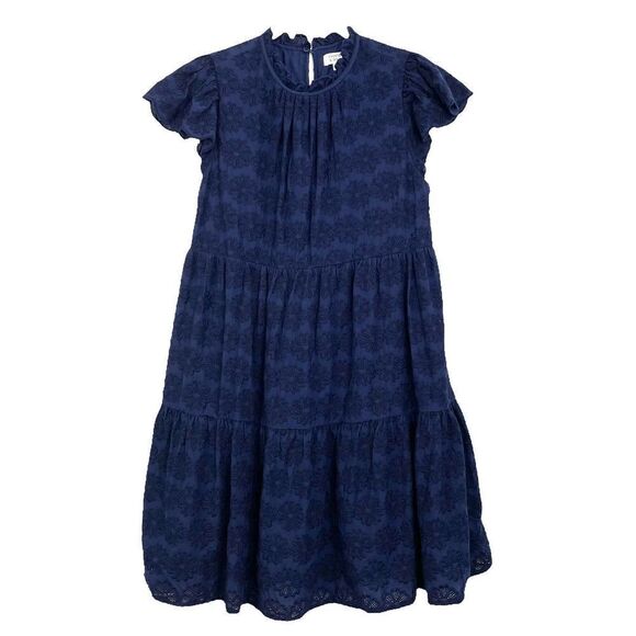 Crown & Ivy Eyelet lace tiered‎ Dress Sz S navy blue - Picture 1 of 8